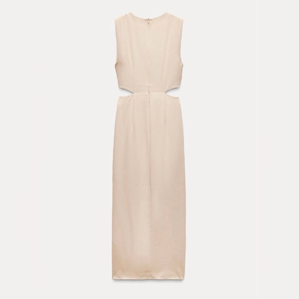 ZARA Elegant Beige Sleeveless Dress - Picture 6 of 8